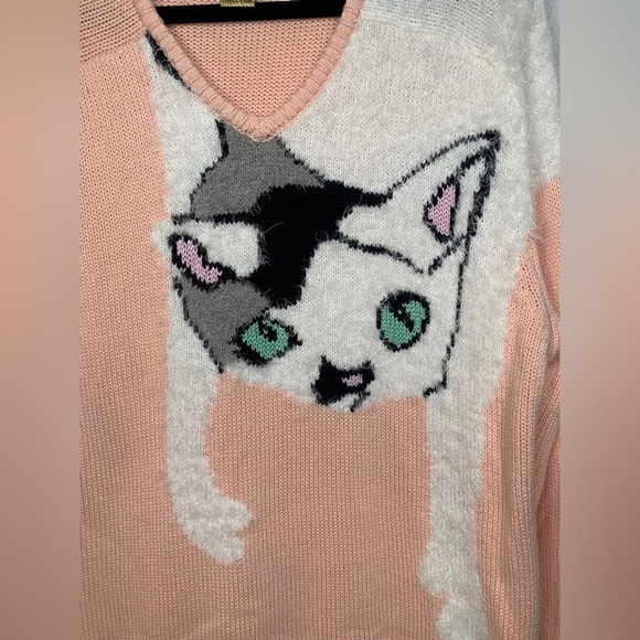 Rare Wildfox White Label Peach Oversized Joan the Cat Sweater Size XS - Picture 3 of 13
